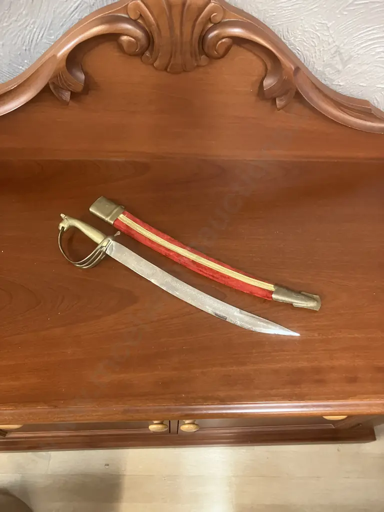 Vintage Indian Tulwar Curved Short Sword With Scabbard. L50.5cm Image 1++