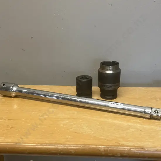 T&E Tools No25516 - 16" x 3/4" Drive Extn, King Tony 3/4" Cr-Mo Deep Impact Socket 38mm & Impact Square Budd Socket 21mm