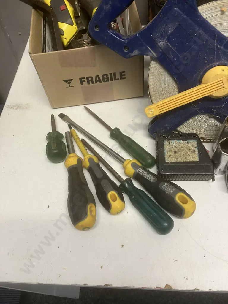 Toolbag, Tools, 50 Meter Tape, Brace & Bit Etc With 4 Hand Saws Image 1++