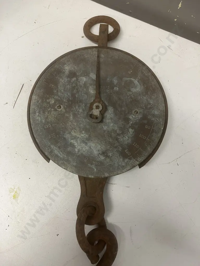 Antique Rare Salters Silvester's Patent Brass Spring Balance To Weigh 300lb Image 1++