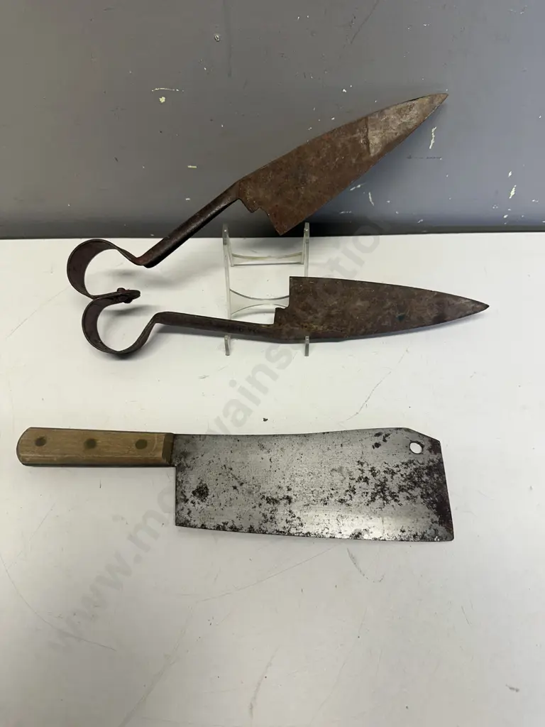 Vintage Meat Cleaver & Shearers Image 1++