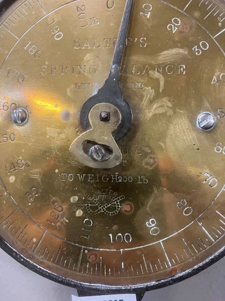 Antique Salter's Brass & Iron Spring Balance Silvesters Patent to Weigh 200 Lbs Made In England Image 1++