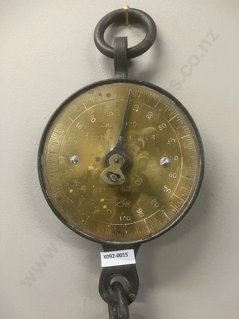 Antique Salter's Brass & Iron Spring Balance Silvesters Patent to Weigh 200 Lbs Made In England Image 1++