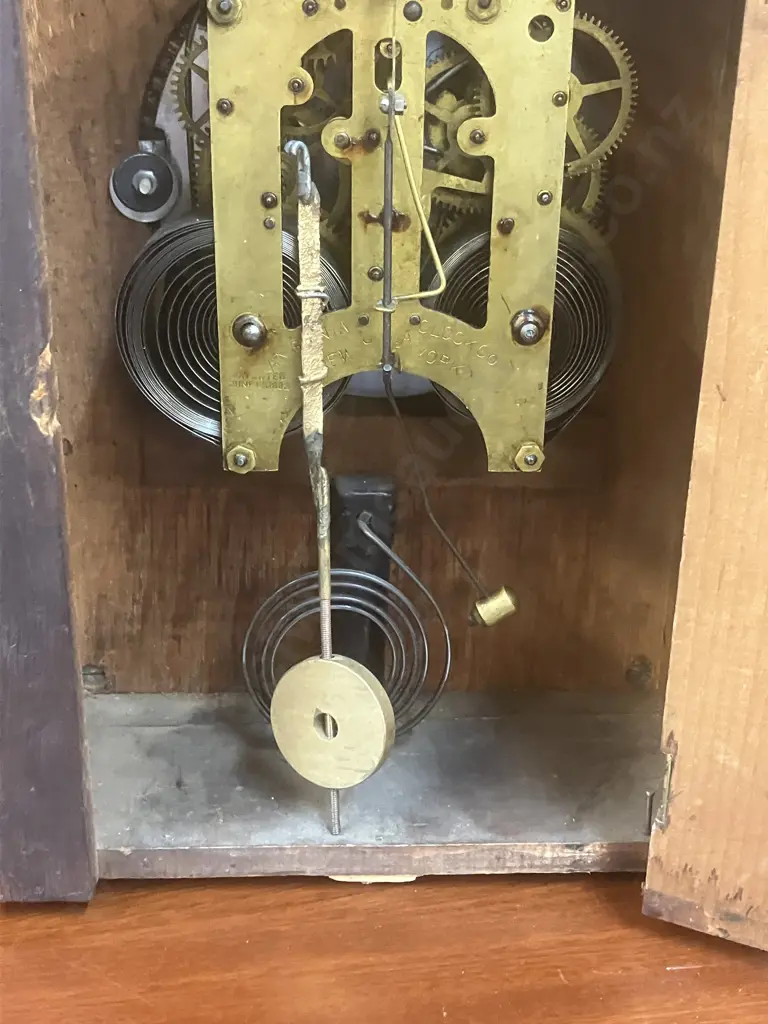 Antique Ansonia New York Wood Cased Eight Day Mantle Clock Patent Stamp June 18. 1882, Has Pendulum, No Key. 40 x 60cm Image 1++