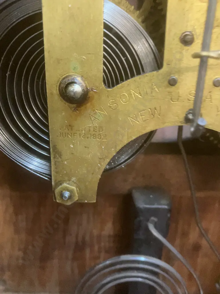 Antique Ansonia New York Wood Cased Eight Day Mantle Clock Patent Stamp June 18. 1882, Has Pendulum, No Key. 40 x 60cm Image 1++