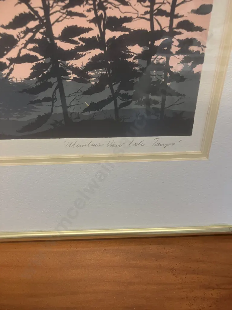 Lawrence Leitch 'Mountain View - Lake Taupo' 66 / 105 Limited Edition Framed Print. 59 x 83cm Image 1++