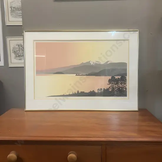Lawrence Leitch 'Mountain View - Lake Taupo' 66 / 105 Limited Edition Framed Print. 59 x 83cm