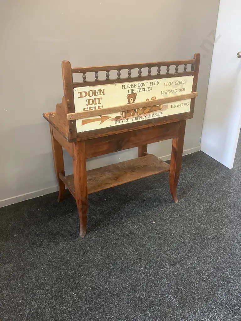 Victorian Pine Washstand, Art Nouveau Style Tiles, 2 Drawers. H111 W87 D54cm Image 1++