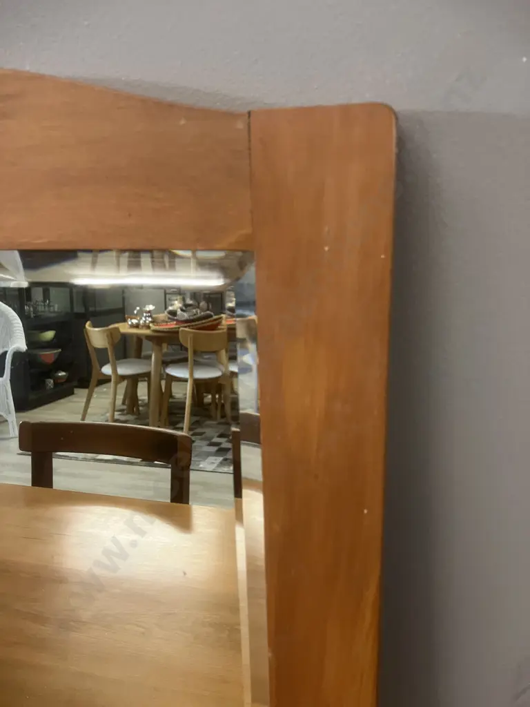 Vintage Wooden Framed Bevelled Edged Wall Mirror. 57 x 39.5cm Image 1++