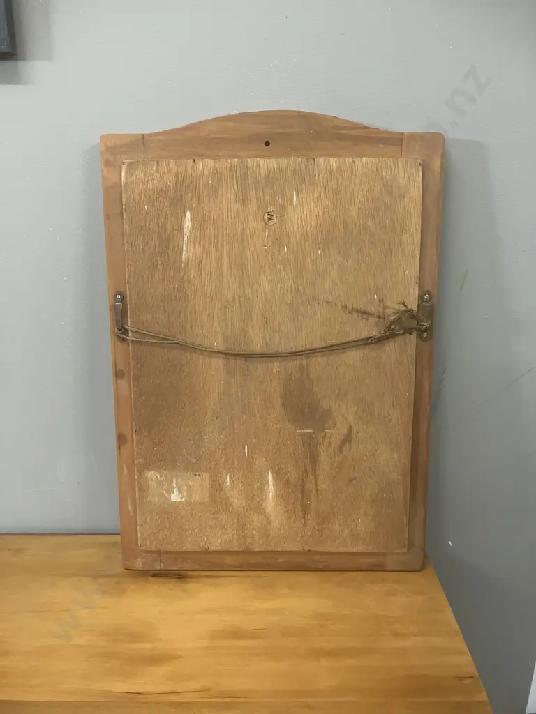 Vintage Wooden Framed Bevelled Edged Wall Mirror. 57 x 39.5cm Image 1++