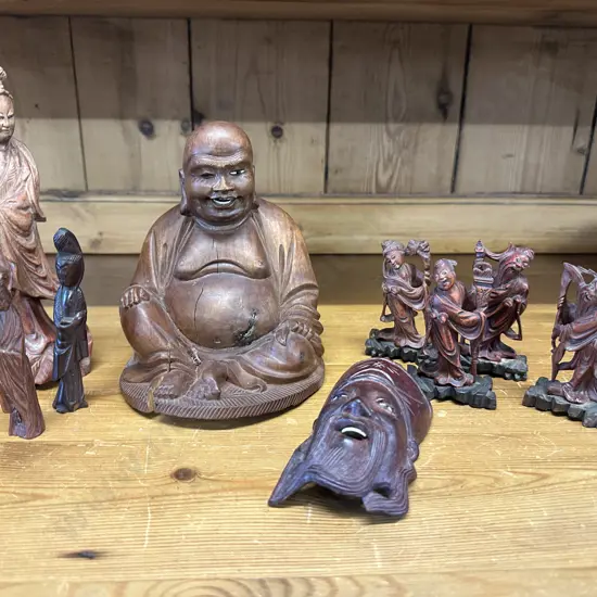 Selection Of Carved Wooden Figurines (as found)