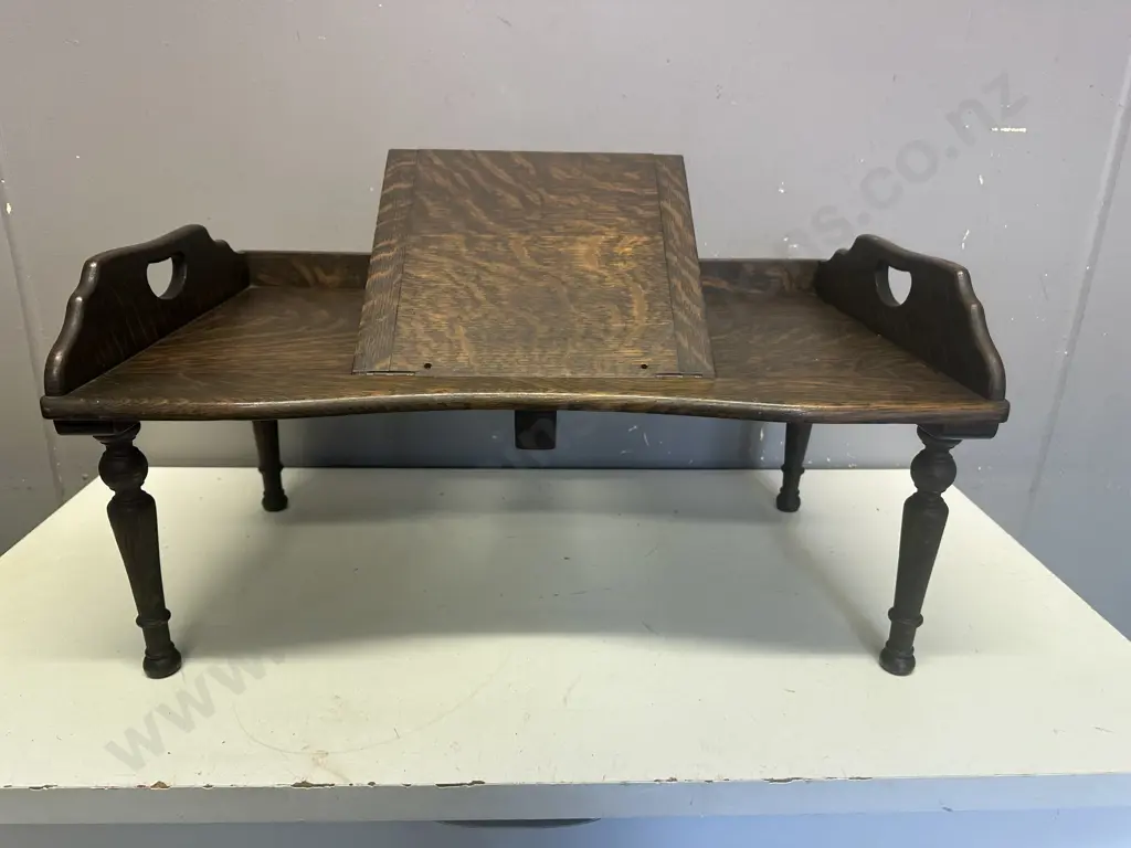 Antique Oak Portable Tray With Bookstand 31x61x37cm. Image 1++