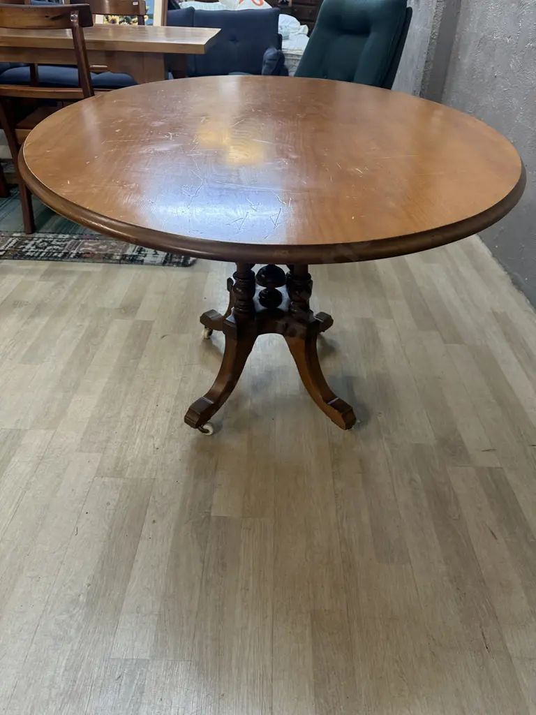 Oval Parlour Table Pedestal Base With Ceramic Castors 73x131x93cm. Image 1++