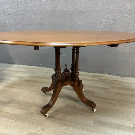 Oval Parlour Table Pedestal Base With Ceramic Castors 73x131x93cm.