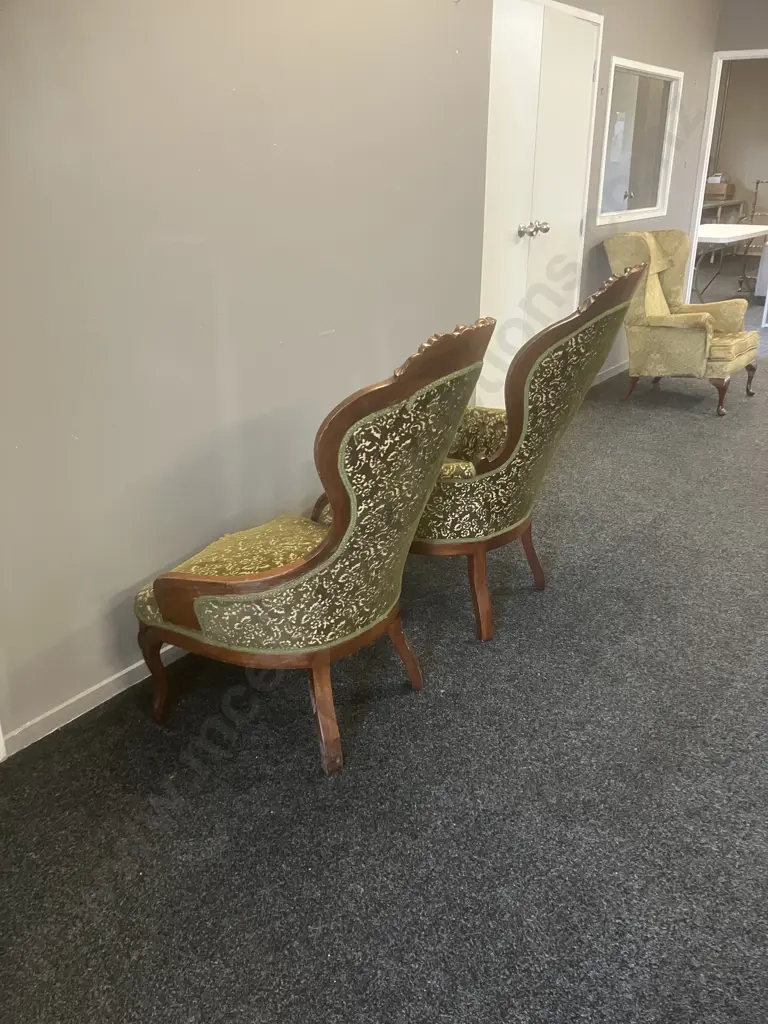 Pair of Victorian Parlour Chairs (Fabric on One Needs Repair) Image 1++