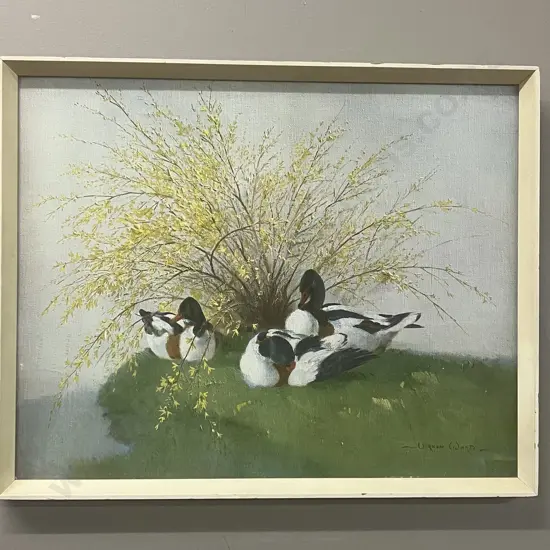 Vernon Ward "Shelduck & Forsythia" Mid Century Art Print, Framed 34 x 42cm