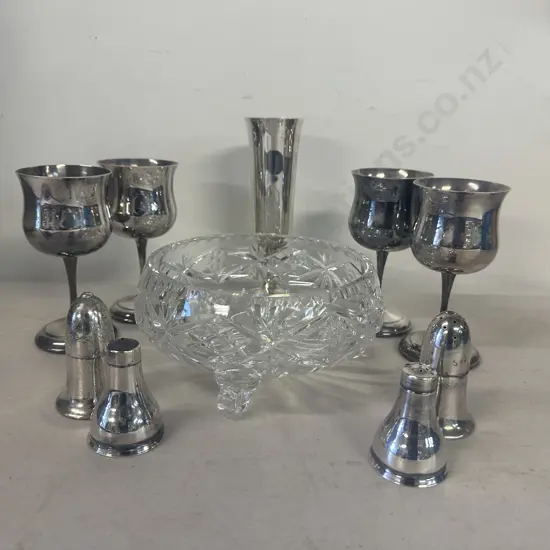 Vintage Tri Legged Crystal Bowl Silver Ware Items