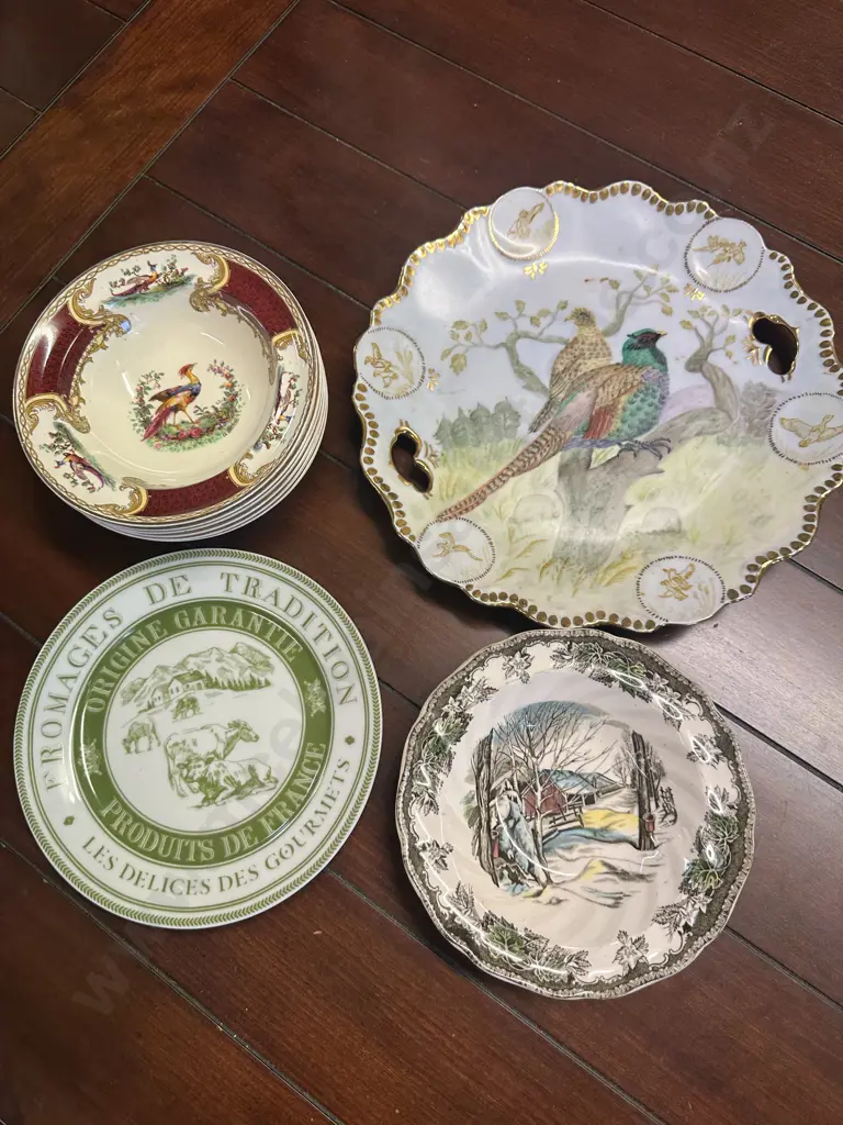 Selection Of China Items Myott Staffordshire 'Chelsea Bird Red' Pattern Bowls x6 Etc Signed A.Roberts  Image 1++