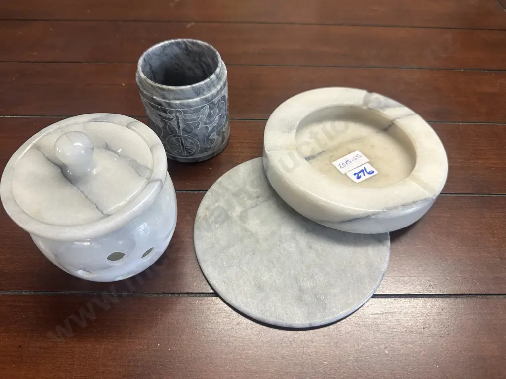 Assorted Marble Items Including Ashtrays Etc Image 1++