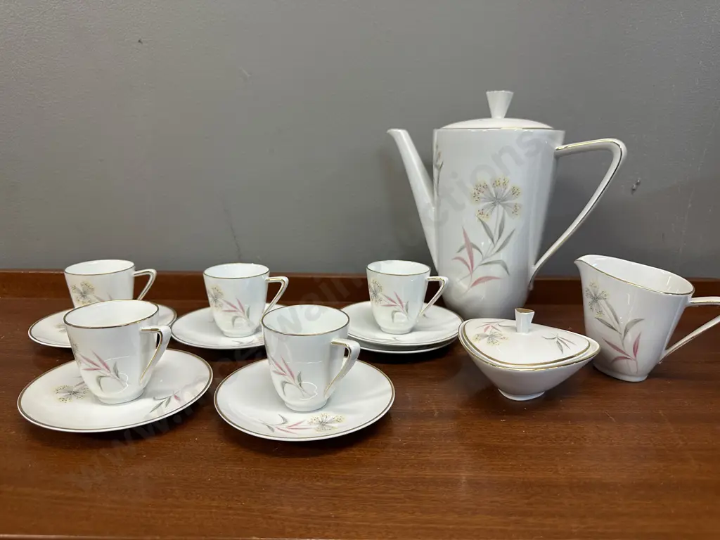 Mid Century Hutchenreuther Coffee Expresso Pot, Sugar Bowl, Creamer & Five Duos Image 1++