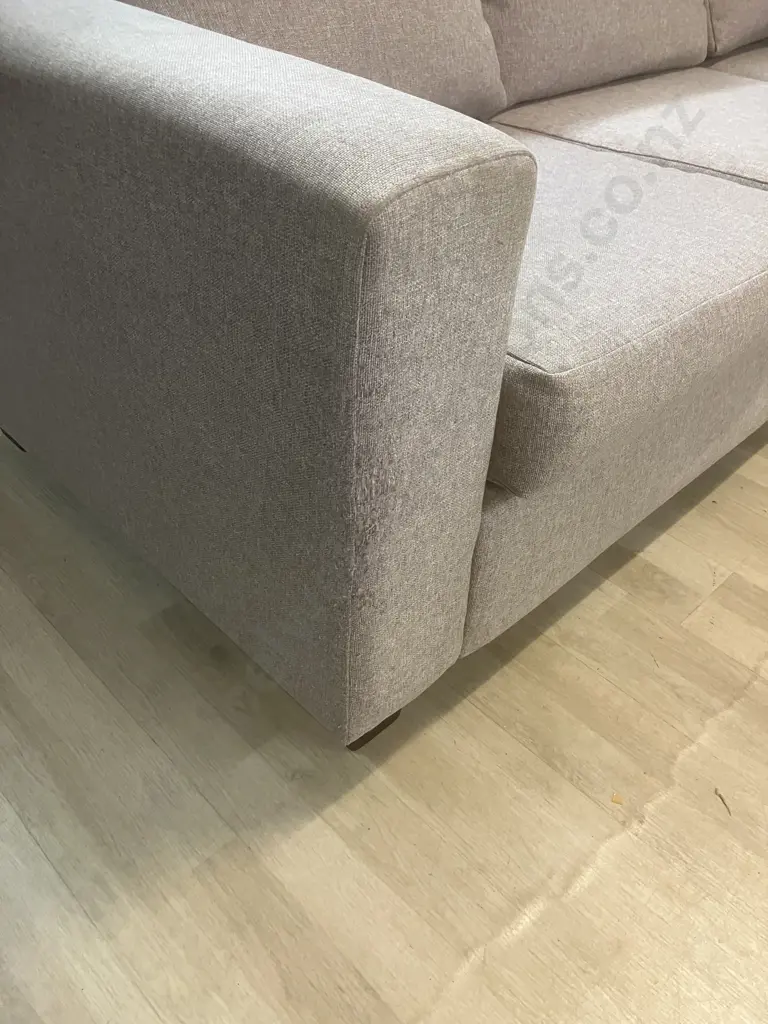 Lounge Suite - 3 Seater + 2 Seater With Ottoman In Grey Fabric Image 1++