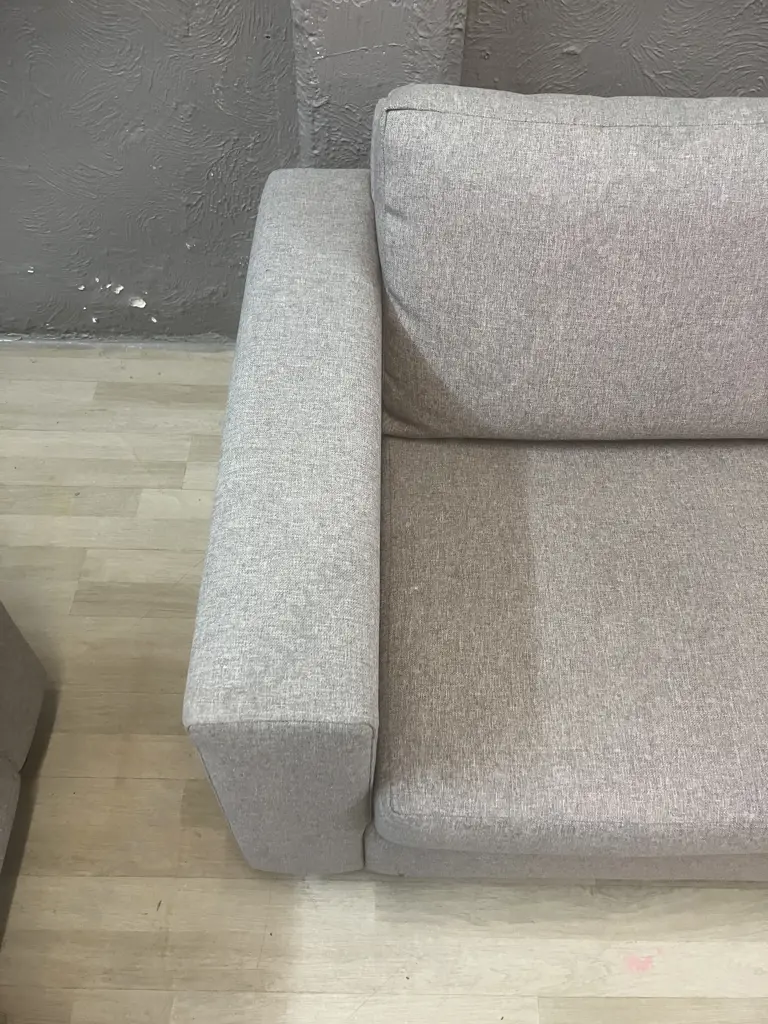 Lounge Suite - 3 Seater + 2 Seater With Ottoman In Grey Fabric Image 1++