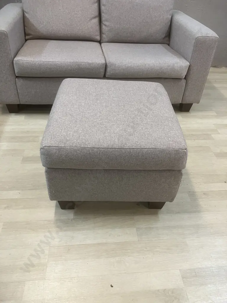 Lounge Suite - 3 Seater + 2 Seater With Ottoman In Grey Fabric Image 1++
