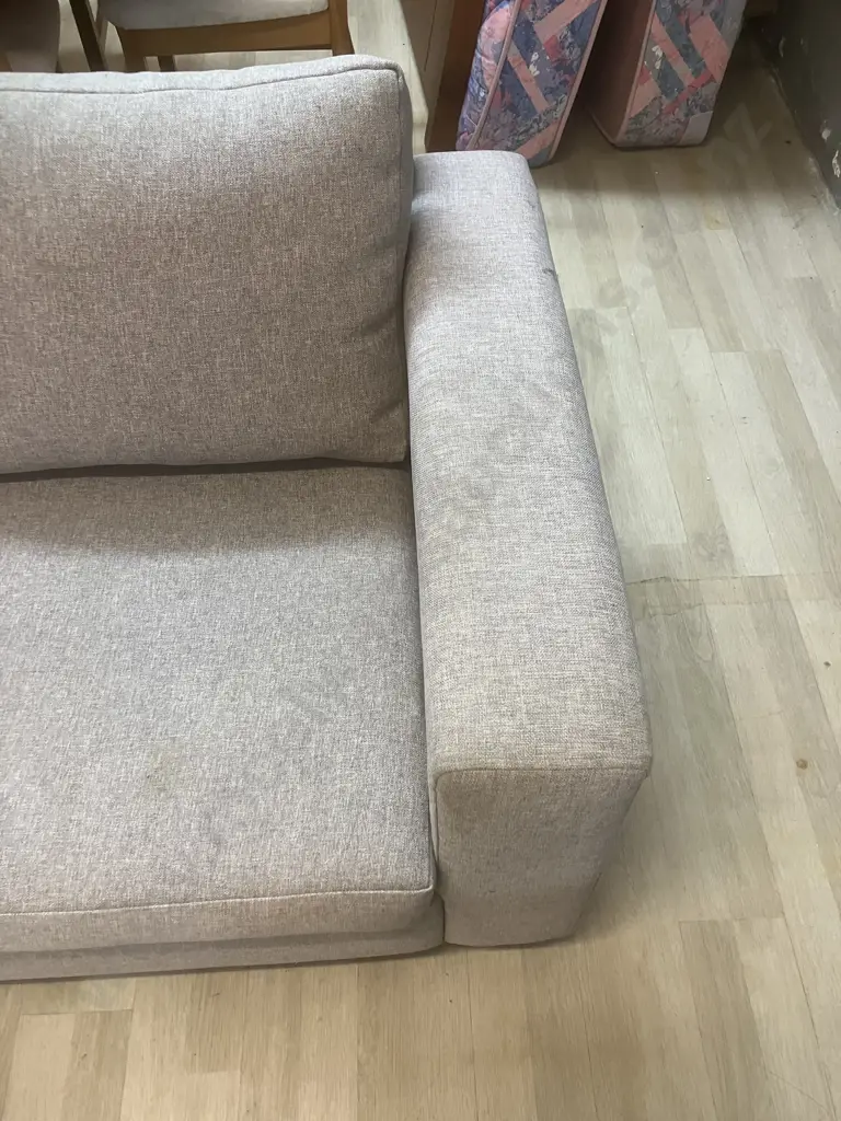 Lounge Suite - 3 Seater + 2 Seater With Ottoman In Grey Fabric Image 1++