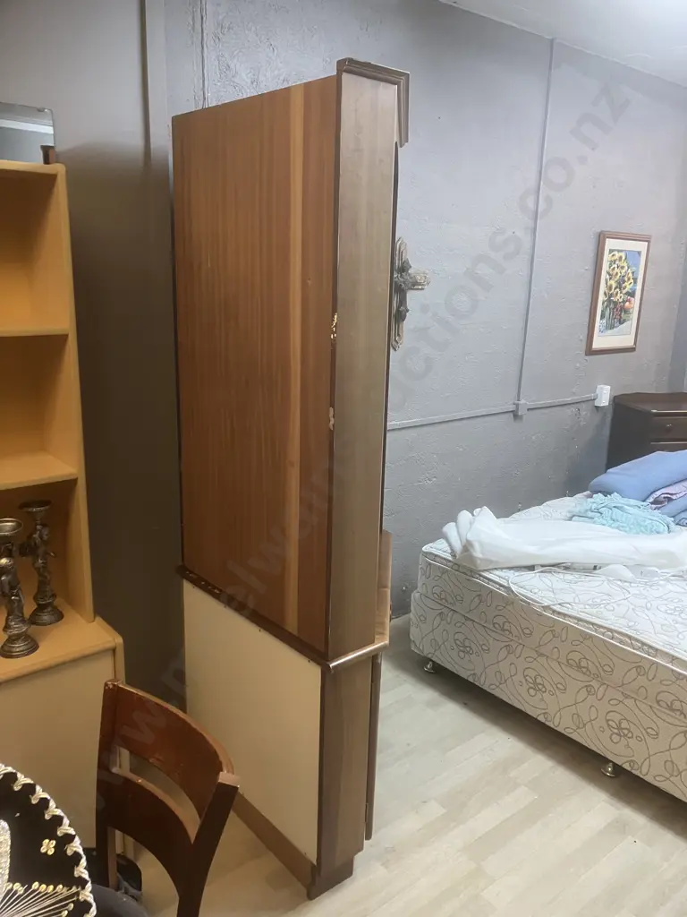 Mahogany 3 Shelf Corner Unit With 2 Door Base. H212 W115 D81cm Image 1++