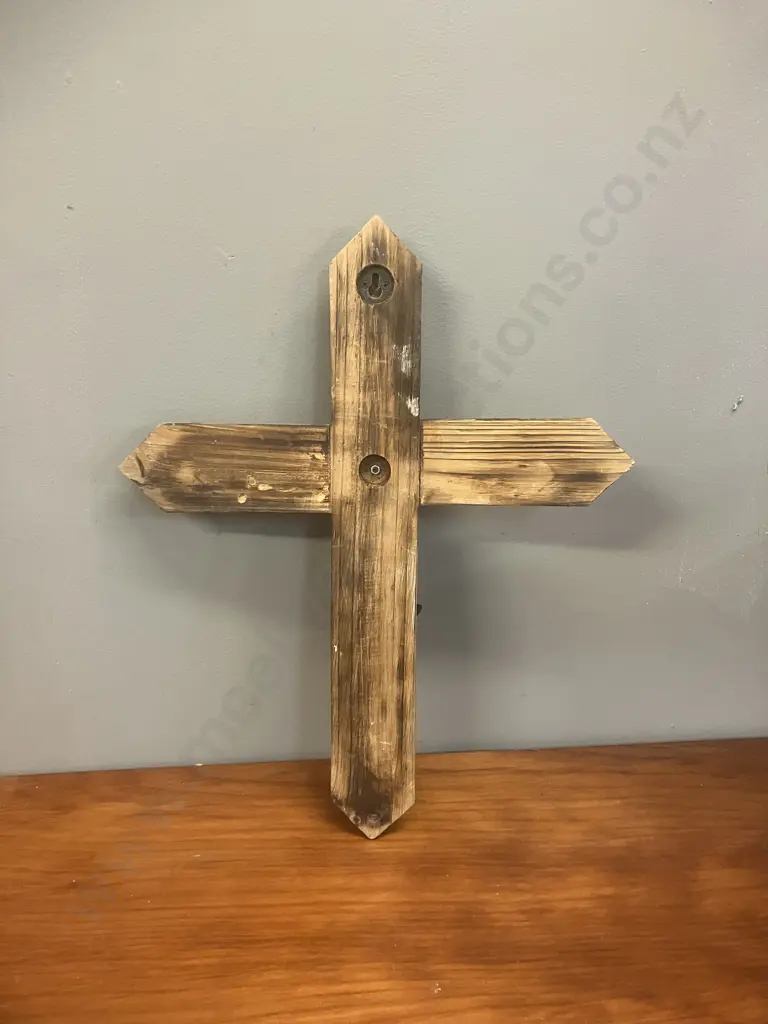 Wood & Tin Wall Cross. H49 W39 D5.5cm Image 1++