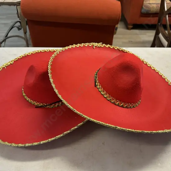 Pair Of Mexican Themed Hats x2
