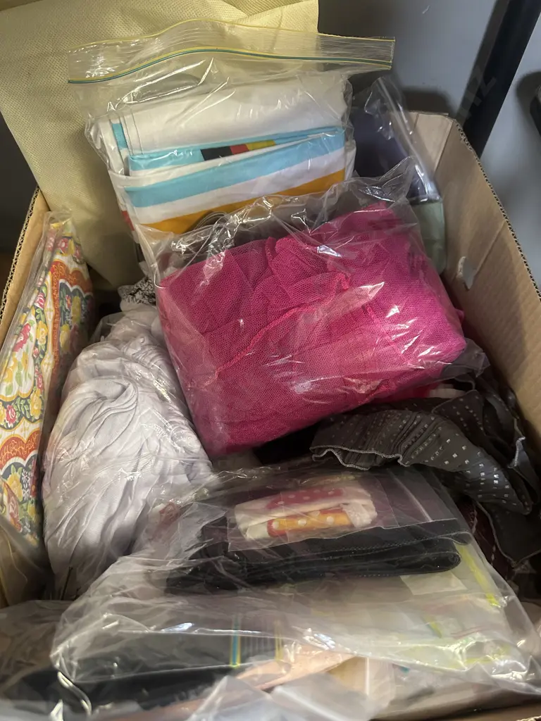 Box Lot Of Assorted Including Cushion, Fabric Etc Image 1++