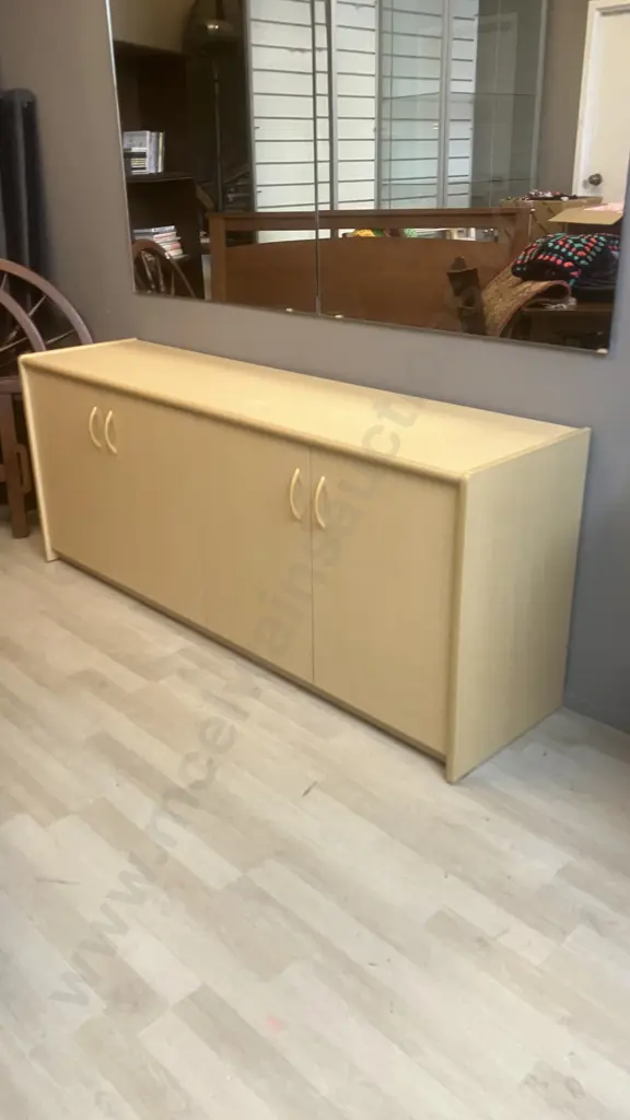 Wall Unit, 4 Door, 4 Shelves, 2 Piece, Pale Wood Finish. H192.5 W181 D45cm Image 1++