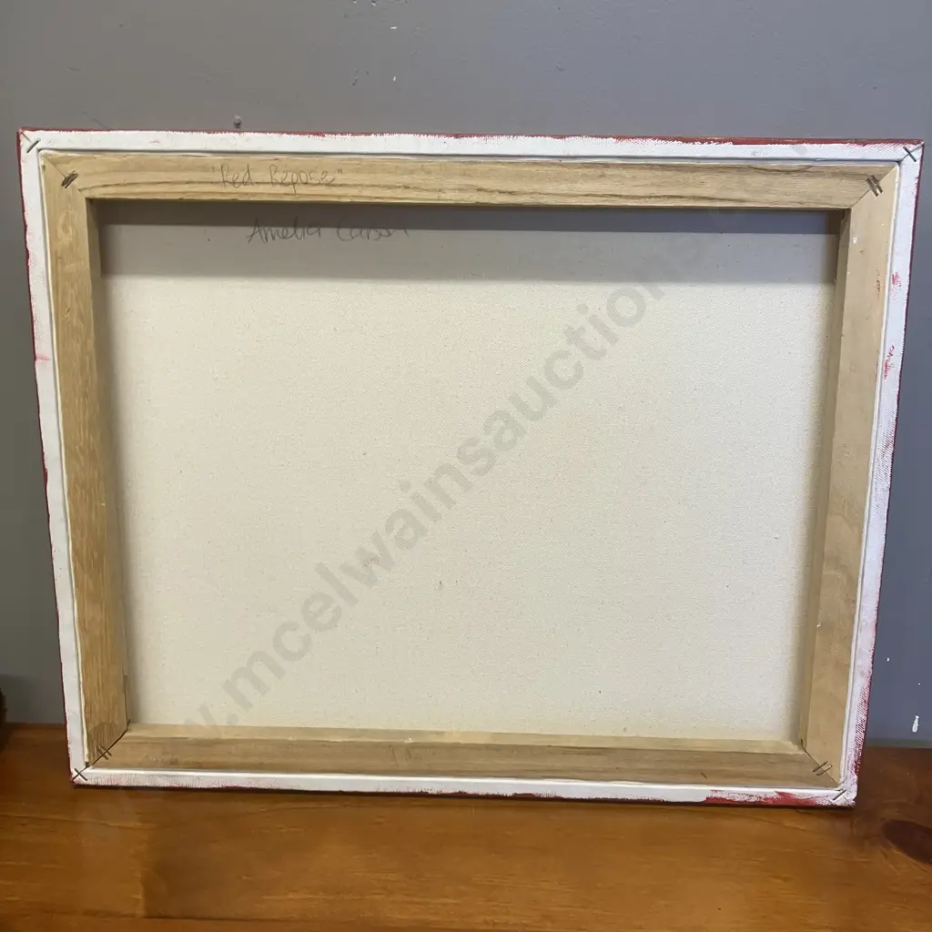 'Red Repose' By Amelia Carson Original Canvas Artwork. 40 x 51cm Image 1++