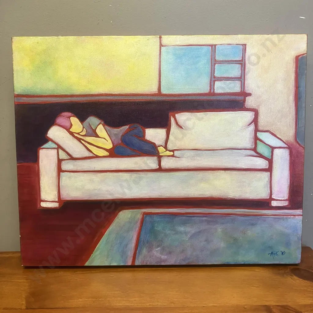'Red Repose' By Amelia Carson Original Canvas Artwork. 40 x 51cm Image 1++