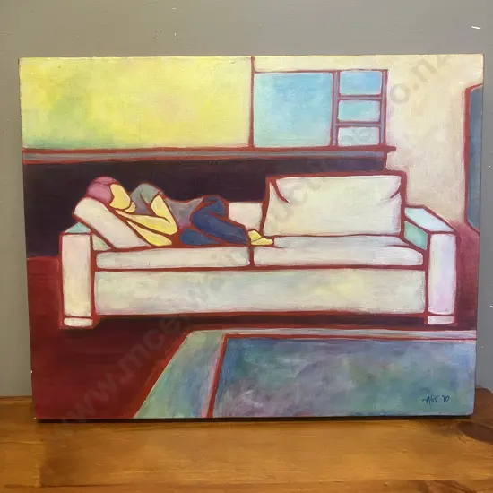 'Red Repose' By Amelia Carson Original Canvas Artwork. 40 x 51cm