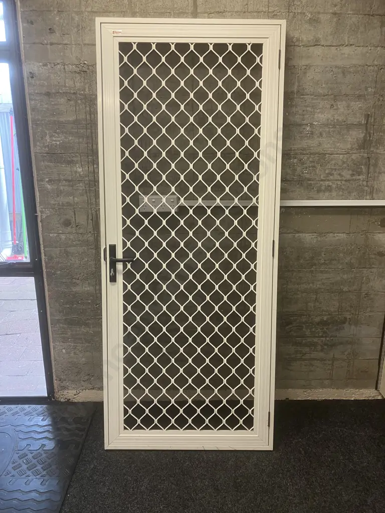 Screen Door - White Aluminum Frame. H199.53 W82.5 D8cm  With Key Image 1++