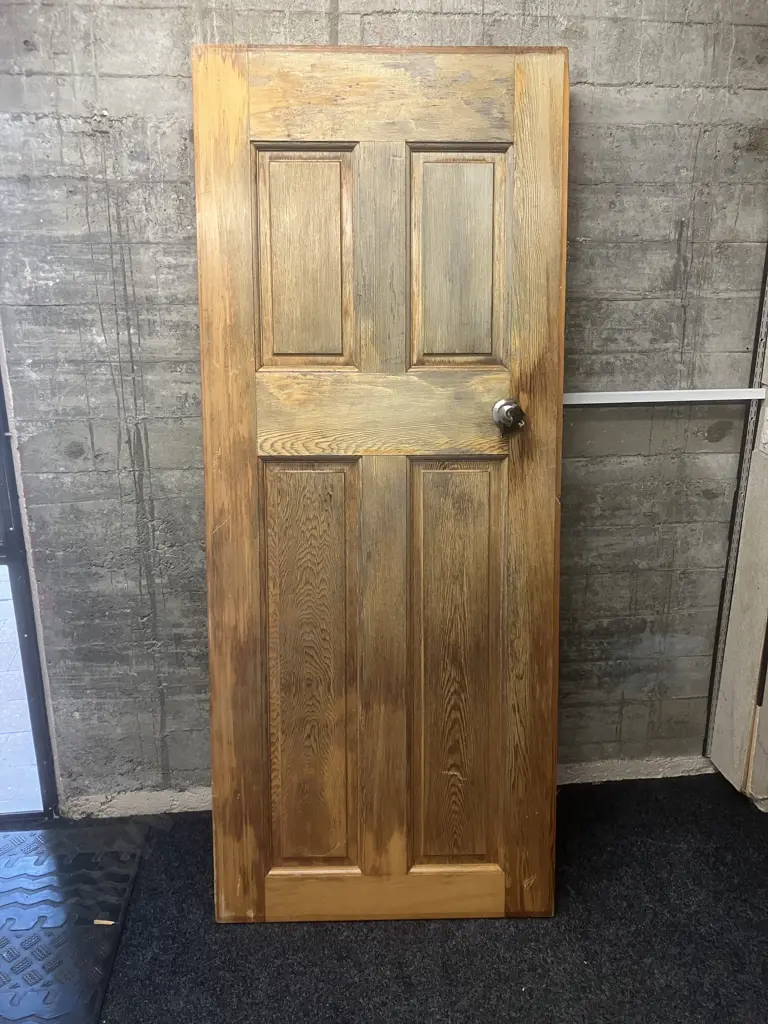 Wooden Door With Handle & Key. H198 W81 D4cm Image 1++