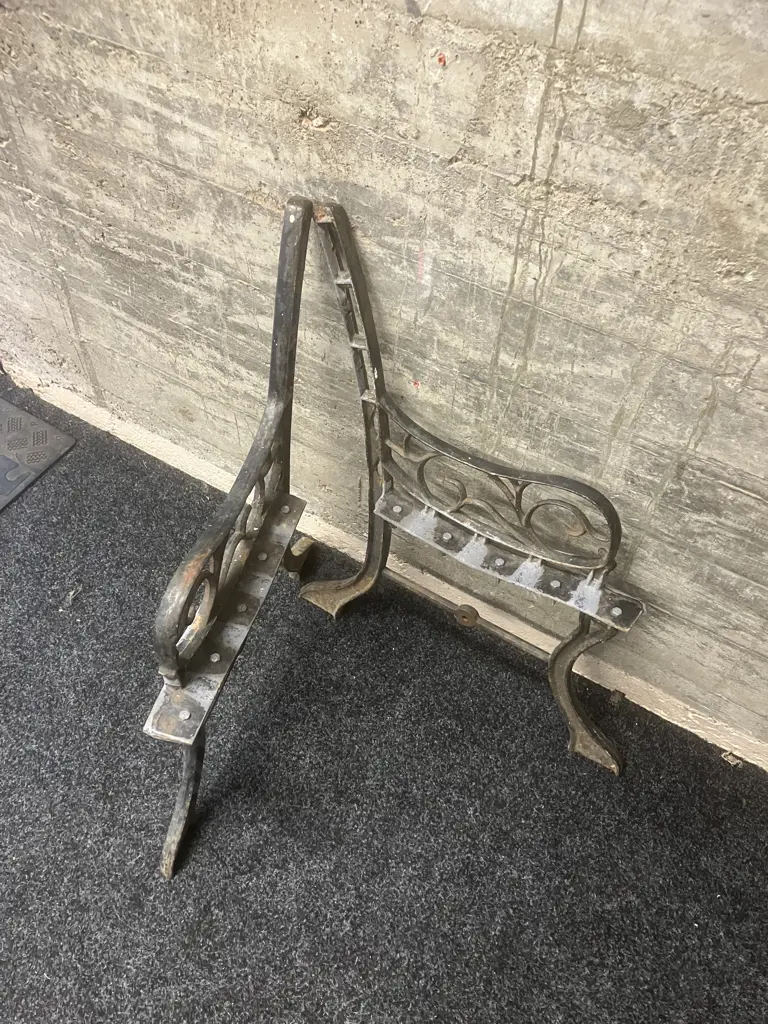 Pair of Cast Iron Outdoor Bench Ends Image 1++