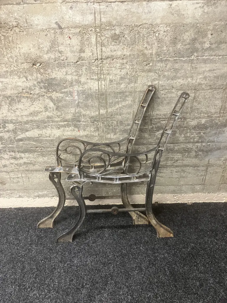 Pair of Cast Iron Outdoor Bench Ends Image 1++