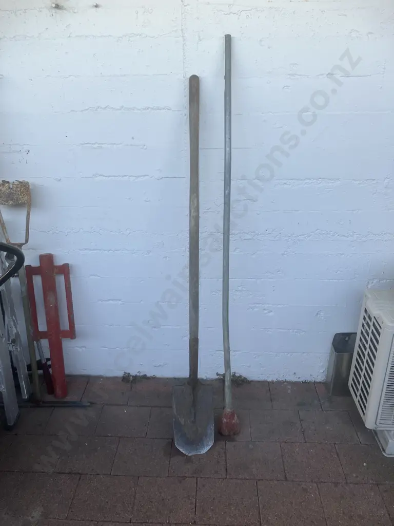 Wooden Handle Square Mouth Shovel & Pick, Steel Handle Rammer & Large Saw Image 1++