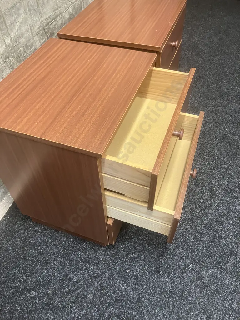 Pair of Wood Effect 3 Drawer Bedsides. H58 W46 D39.5cm Image 1++