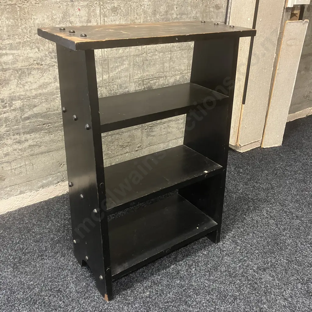 Wooden Freestanding Shelf Unit Painted Black. H88 W63.5 D27cm Image 1++