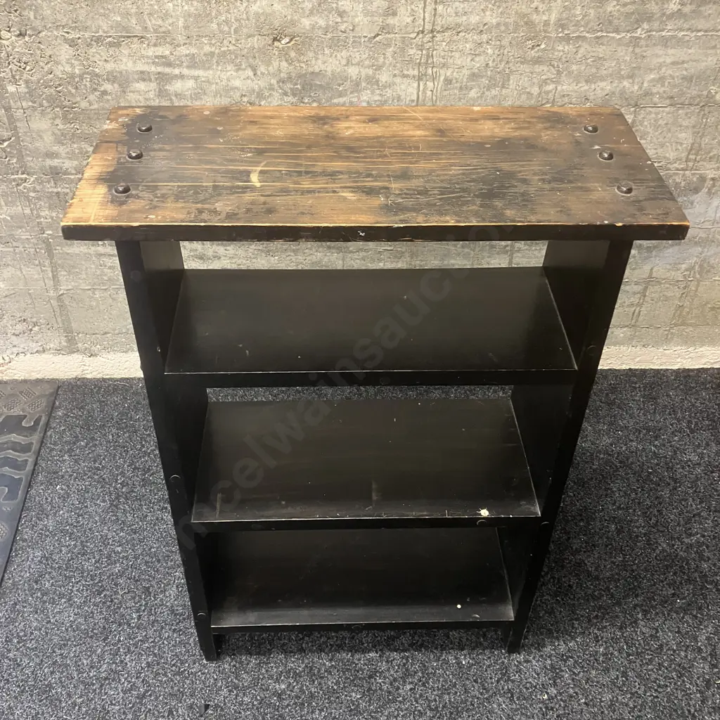 Wooden Freestanding Shelf Unit Painted Black. H88 W63.5 D27cm Image 1++