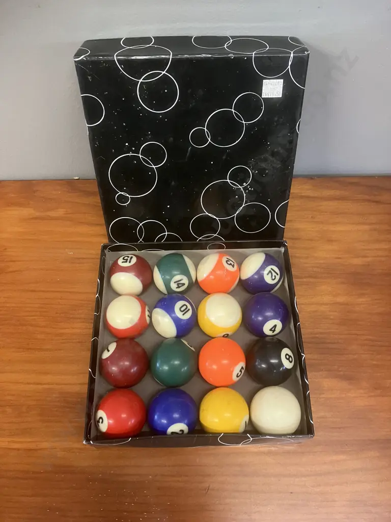 Set of Pool Balls In Box Image 1++