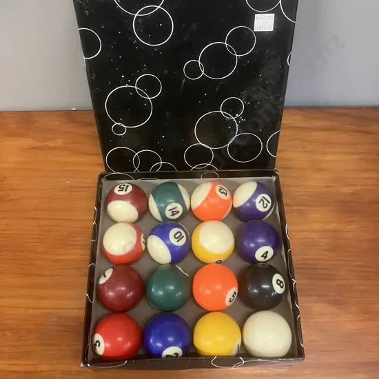 Set of Pool Balls In Box