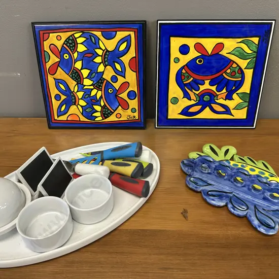 Lemon Zebra Designs Wall Tiles, Fish Tooth Brush Holder Etc