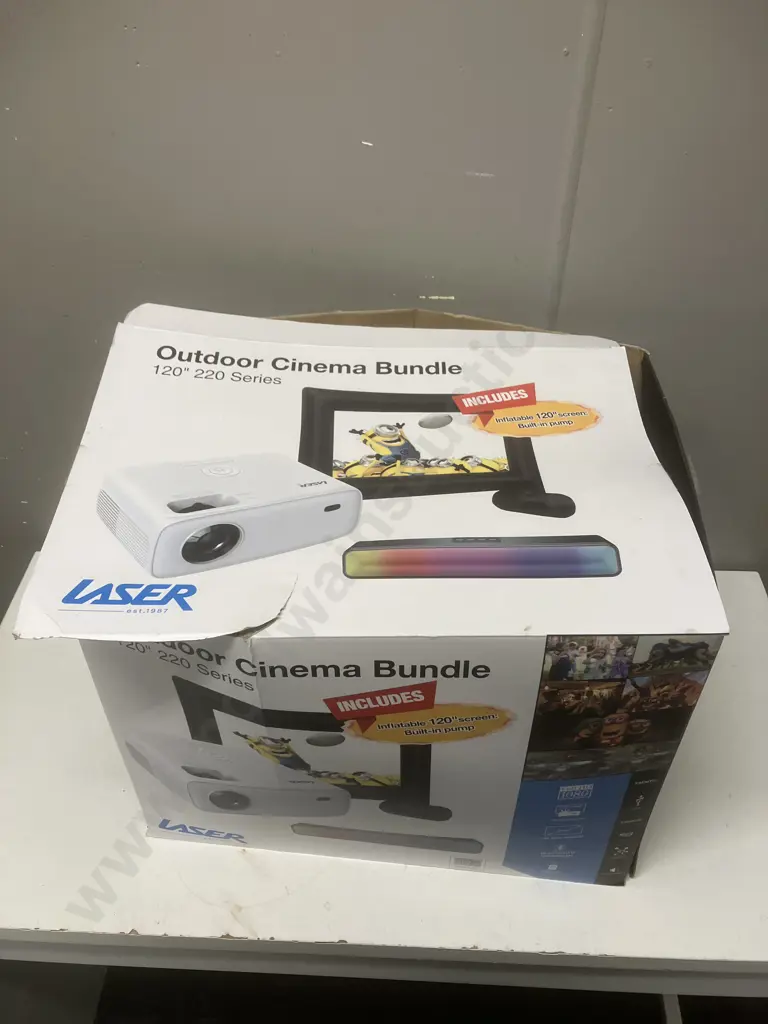 Laser Outdoor Cinema Bundle 120" 220 Series Includes Inflatable 120" Screen Image 1++