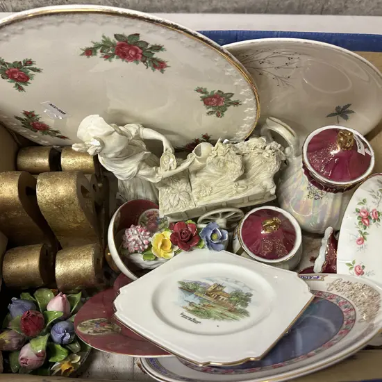Box Lot Assorted China Items 