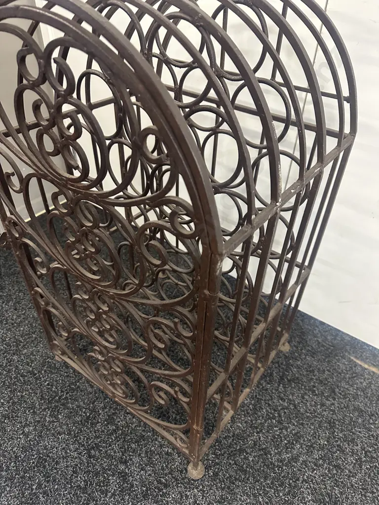 Vintage Wrought Iron 25 Wine Bottle Slot Holder Stand With Door. H78 W44 D40.5cm Image 1++